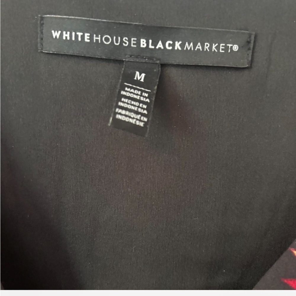 White House Black Market Red and Orange Asymmetrical Embellished Blouse - Picture 4 of 6